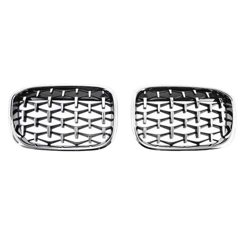 Nierengitter Grill Für X3 G01 Für X4 G02 2017-2021 Front Nierengrills Kühlergrill Auto Frontstoßstangengrill Diamantgrills Meteor Style Kühlergrill Vorne(Silver Look) von YUCHUJCGSS