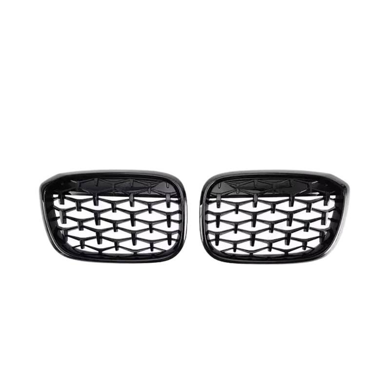 Nierengitter Grill Für X3 G01 Für X4 G02 2017-2021 Front Nierengrills Kühlergrill Ersatzgrill Auto Frontstoßstangengrill Diamond Meteor Style Kühlergrill Vorne(Gloss Black) von YUCHUJCGSS