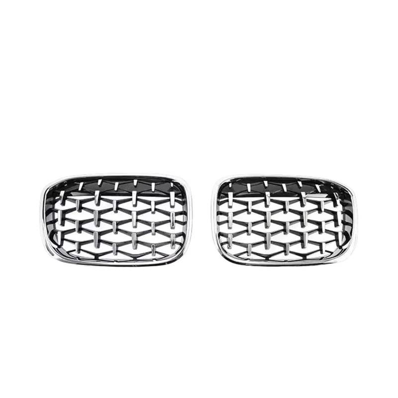 Nierengitter Grill Für X3 G01 Für X4 G02 2017-2021 Front Nierengrills Kühlergrill Ersatzgrill Auto Frontstoßstangengrill Diamond Meteor Style Kühlergrill Vorne(Silver Look) von YUCHUJCGSS