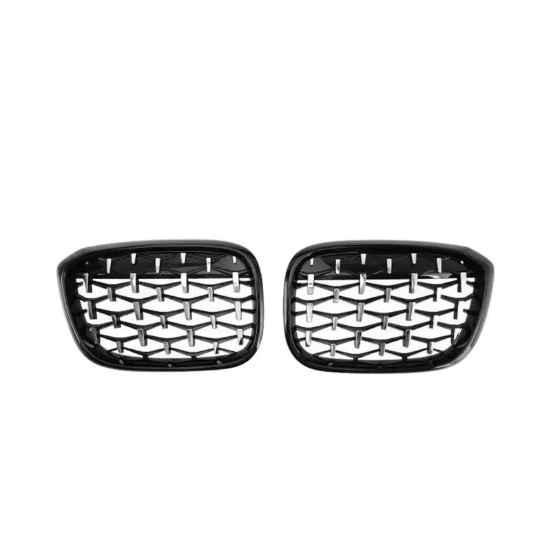 Nierengitter Grill Für X3 G01 Für X4 G02 2017-2021 Front Nierengrills Kühlergrill Ersatzgrill Auto Frontstoßstangengrill Diamond Meteor Style Kühlergrill Vorne(Silver and Black) von YUCHUJCGSS