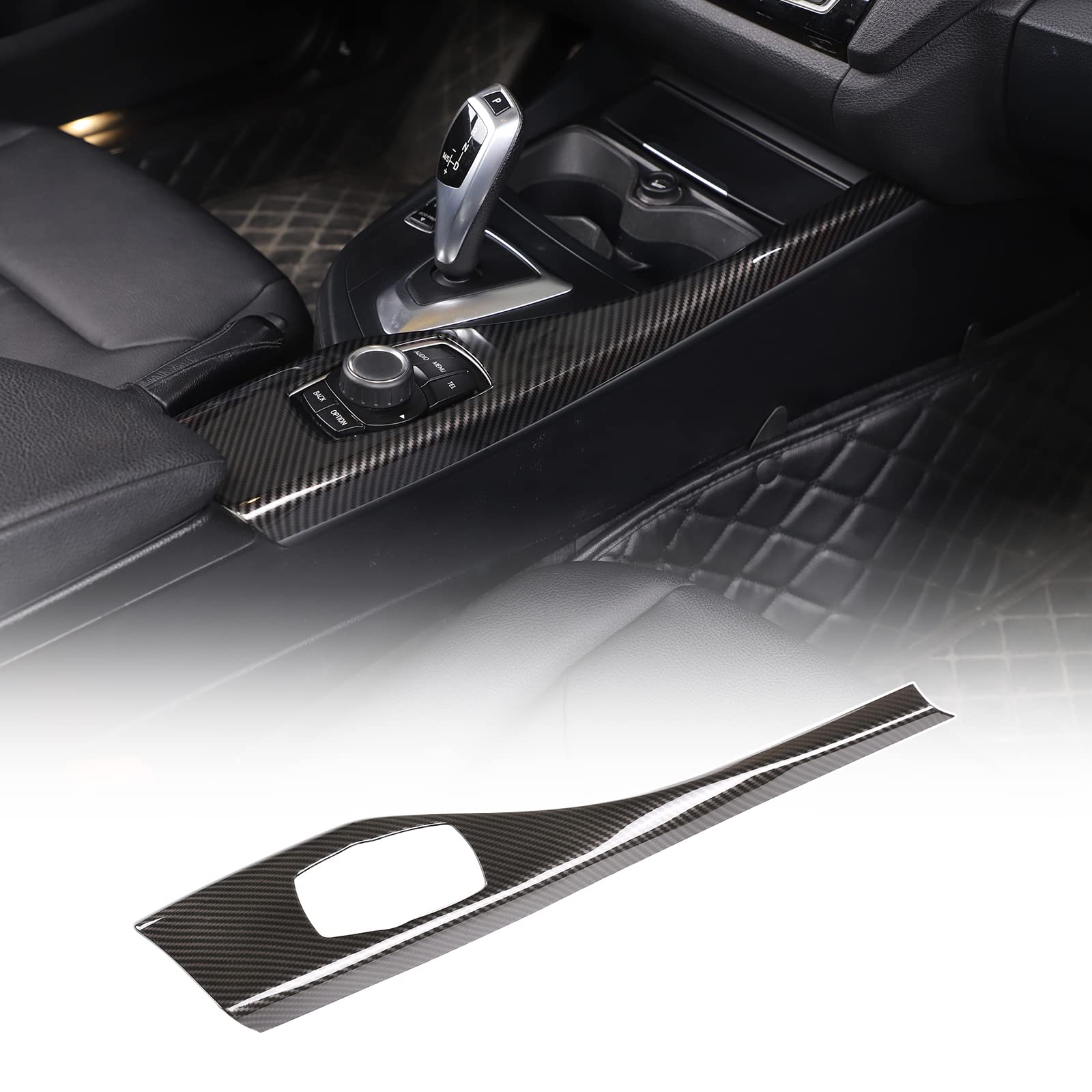 ABS Kohlefaser Textur Auto Innenraum Mittelkonsole Multimedia Panel Cover Dekorative Aufkleber Abdeckung für 1 Serie F20 F21 2012–2018/2 Serie 2014–2019 (Linkslenker) von YUECHI