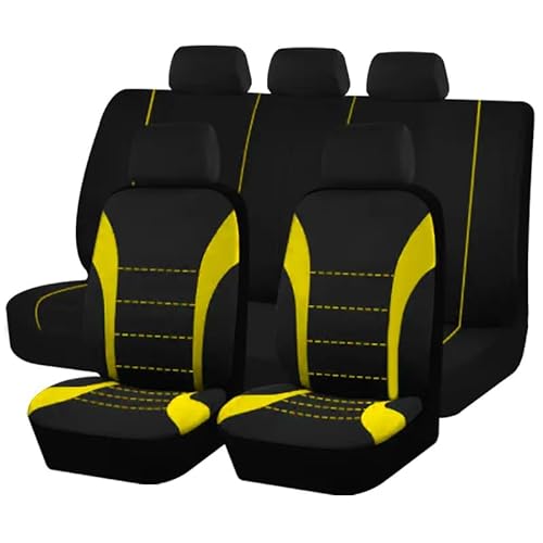 YUEGOO Sitzbezüge Auto Schonbezüge Komplettset für Audi A1 (GB) 2018-2023, Autositzbezüge Set für Vordersitze und Rückbank, Atmungsaktiv Polyesternetz,C/Yellow von YUEGOO