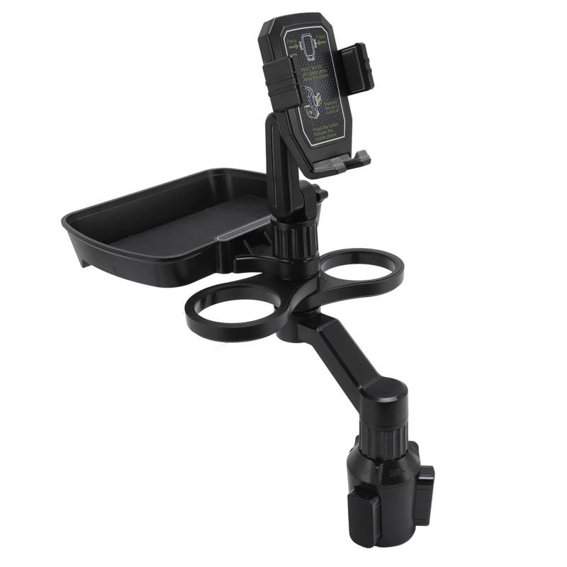 Multifunktionales Auto -Tassenhalter -Tablett, 360 ° -rotierbare Abnehmbare Lebensmittelschale mit Telefonhalterung, Auto -Dual -Becher -Halter für Fahrzeuge, Roadtrip -wichtiger von YUEHISY