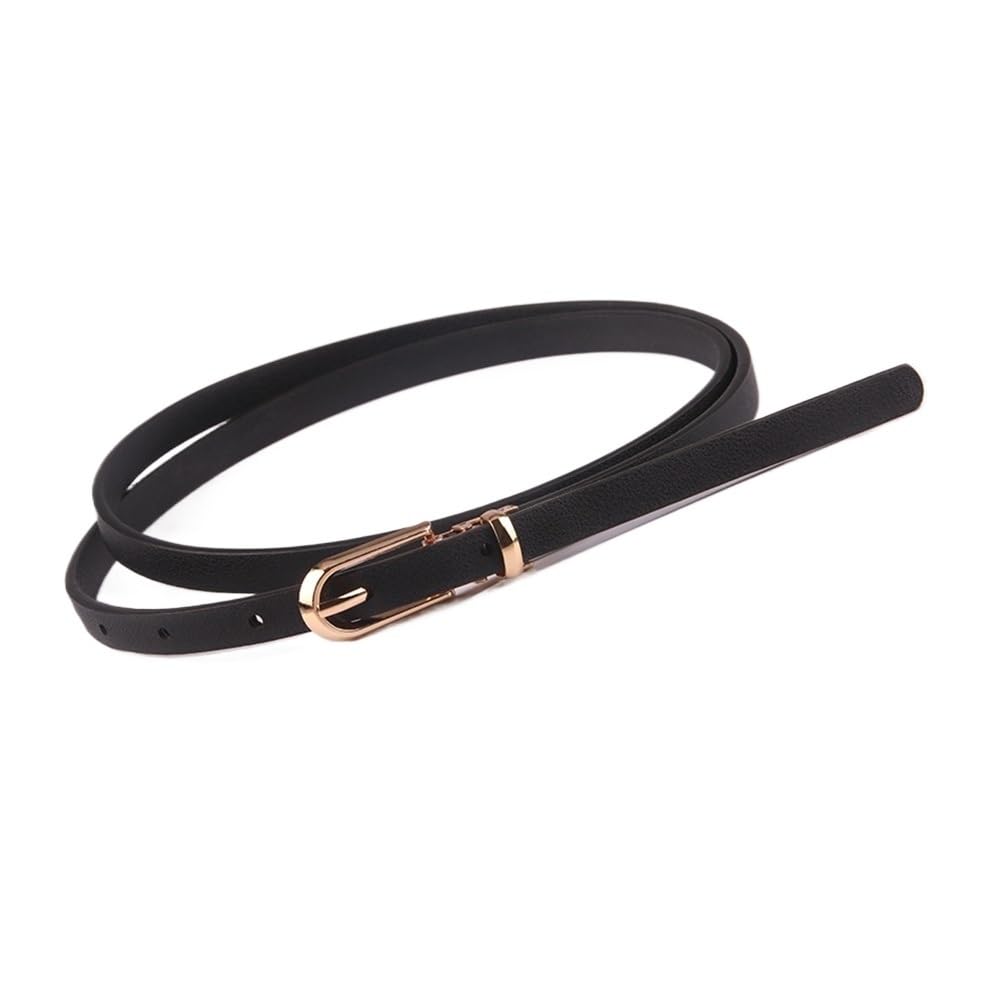 Weiblicher Vintage-Gürtel, Frauenmieder, verstellb Women's Faux Leather Candy Color Thin Skinny Adjustable Belt with Alloy Pin Buckle(Black) von YUEKOPOU