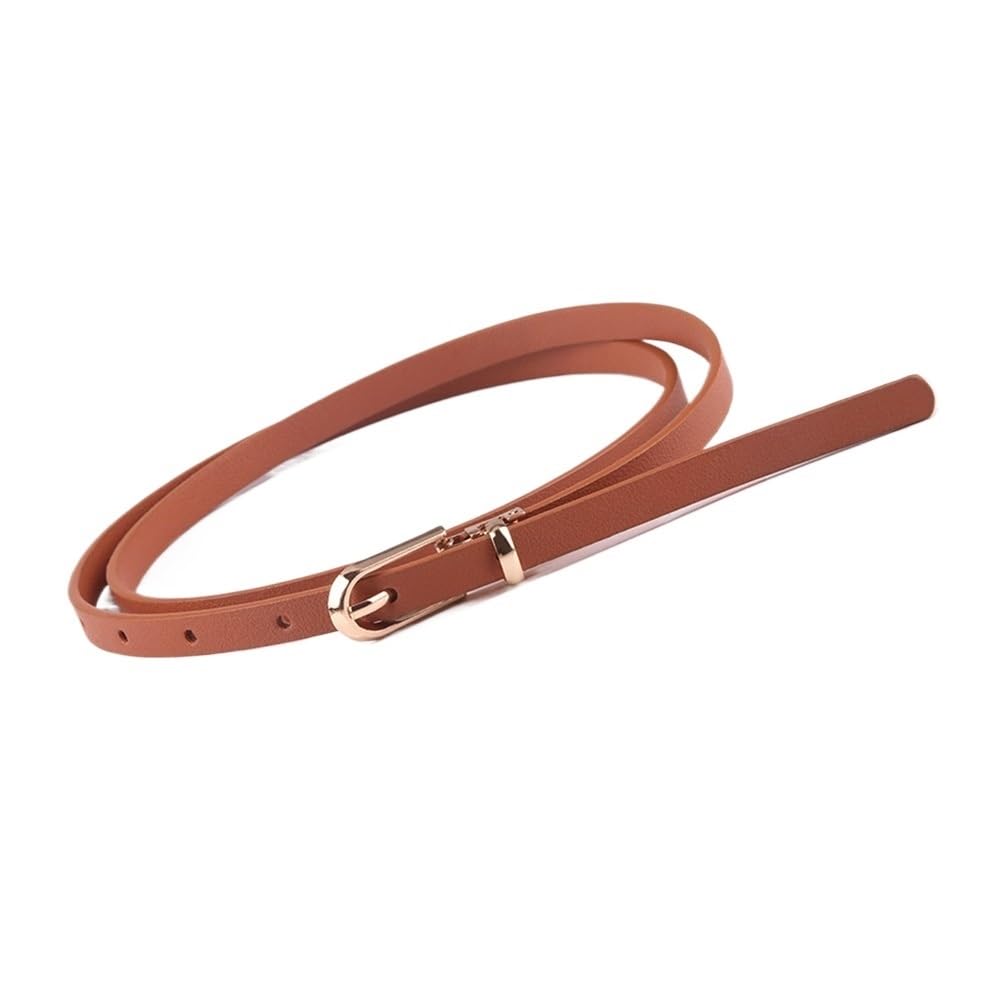 Weiblicher Vintage-Gürtel, Frauenmieder, verstellb Women's Faux Leather Candy Color Thin Skinny Adjustable Belt with Alloy Pin Buckle(Camel) von YUEKOPOU