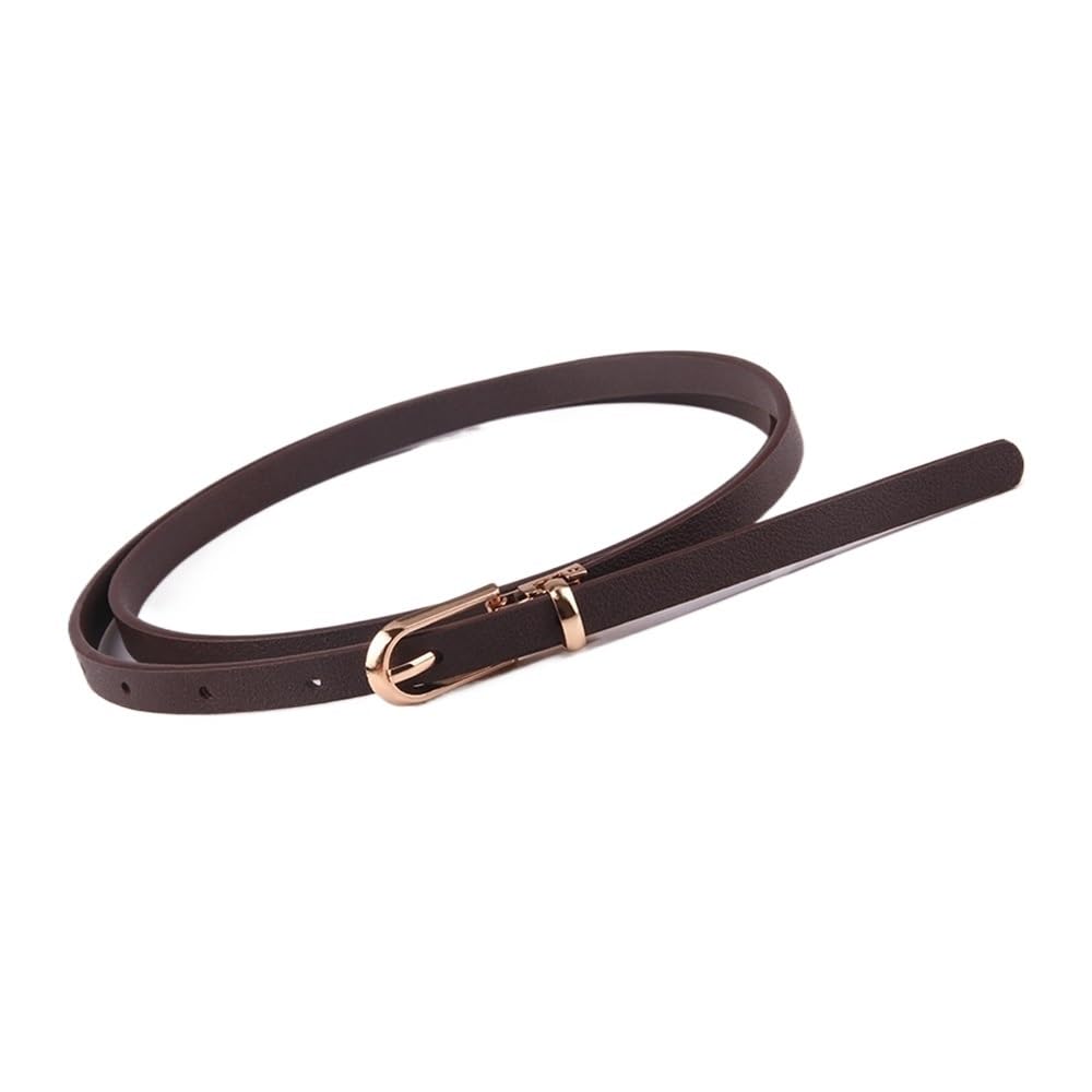 Weiblicher Vintage-Gürtel, Frauenmieder, verstellb Women's Faux Leather Candy Color Thin Skinny Adjustable Belt with Alloy Pin Buckle(Coffee) von YUEKOPOU