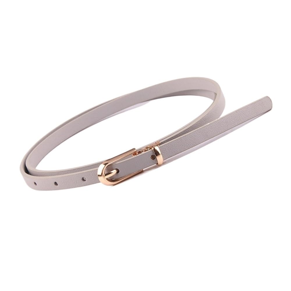 Weiblicher Vintage-Gürtel, Frauenmieder, verstellb Women's Faux Leather Candy Color Thin Skinny Adjustable Belt with Alloy Pin Buckle(Grey) von YUEKOPOU