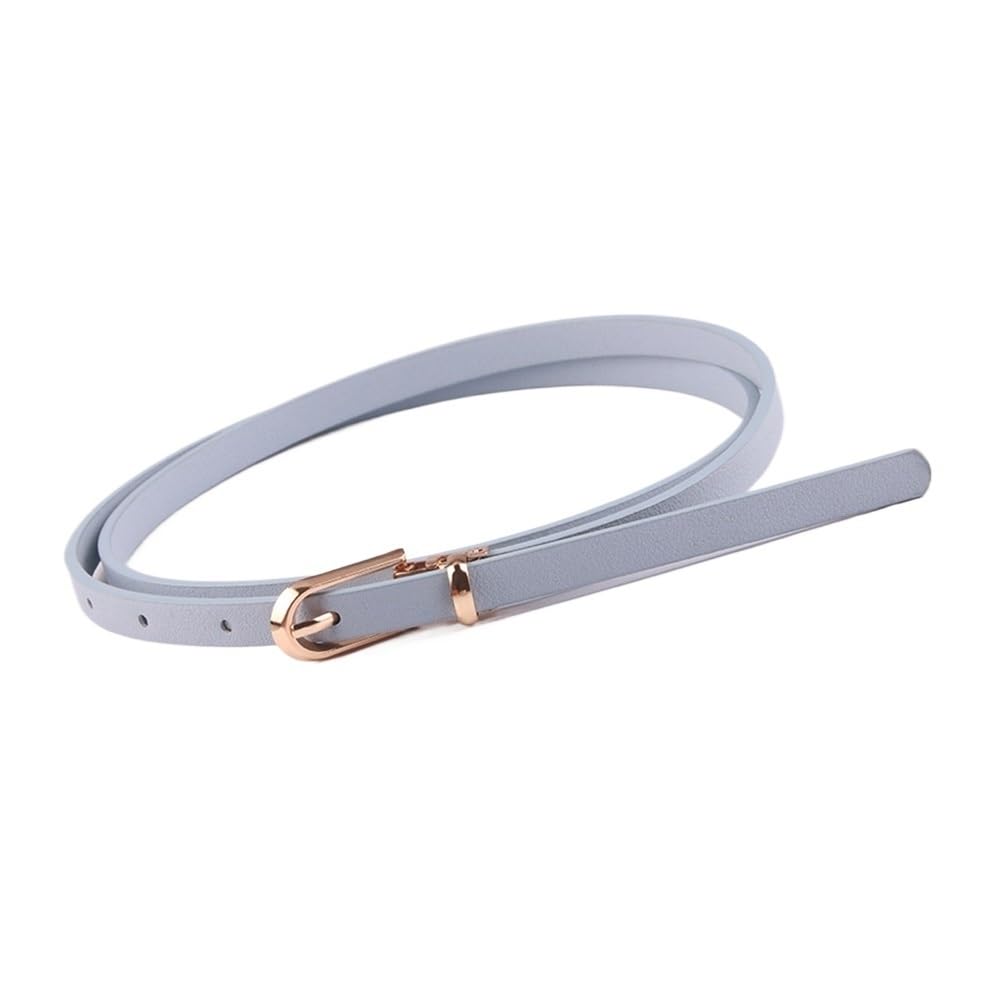 Weiblicher Vintage-Gürtel, Frauenmieder, verstellb Women's Faux Leather Candy Color Thin Skinny Adjustable Belt with Alloy Pin Buckle(Light Blue) von YUEKOPOU