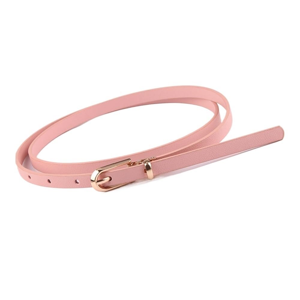 Weiblicher Vintage-Gürtel, Frauenmieder, verstellb Women's Faux Leather Candy Color Thin Skinny Adjustable Belt with Alloy Pin Buckle(Pink) von YUEKOPOU