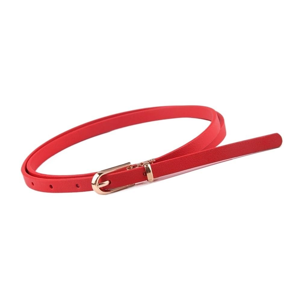 Weiblicher Vintage-Gürtel, Frauenmieder, verstellb Women's Faux Leather Candy Color Thin Skinny Adjustable Belt with Alloy Pin Buckle(Red) von YUEKOPOU