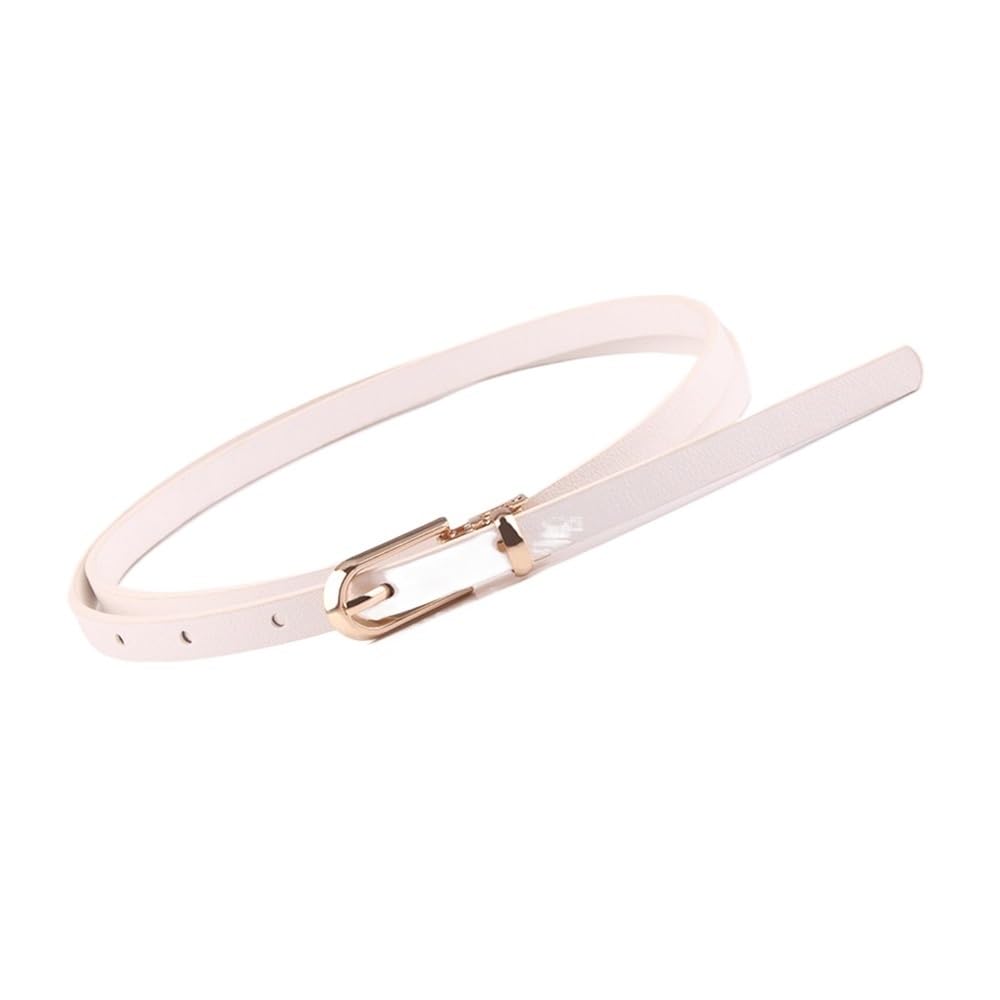 Weiblicher Vintage-Gürtel, Frauenmieder, verstellb Women's Faux Leather Candy Color Thin Skinny Adjustable Belt with Alloy Pin Buckle(White) von YUEKOPOU