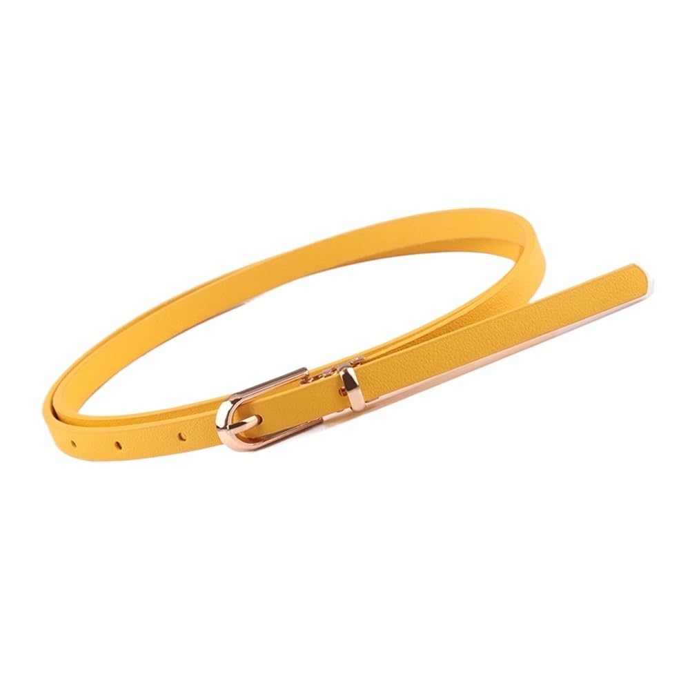 Weiblicher Vintage-Gürtel, Frauenmieder, verstellb Women's Faux Leather Candy Color Thin Skinny Adjustable Belt with Alloy Pin Buckle(Yellow) von YUEKOPOU