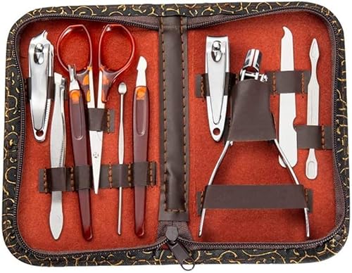 YUEKOPOU 10-Piece Nail Care Set - Travel Grooming Kit with Nail Cuticle Clippers for Perfect Manicure and Pedicure von YUEKOPOU