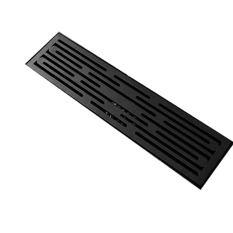 YUEKOPOU Premium Linear Shower Drain with Removable Grate - Adjustable Rectangular Floor Drain with Hair Catcher for Bathroom(Black) von YUEKOPOU