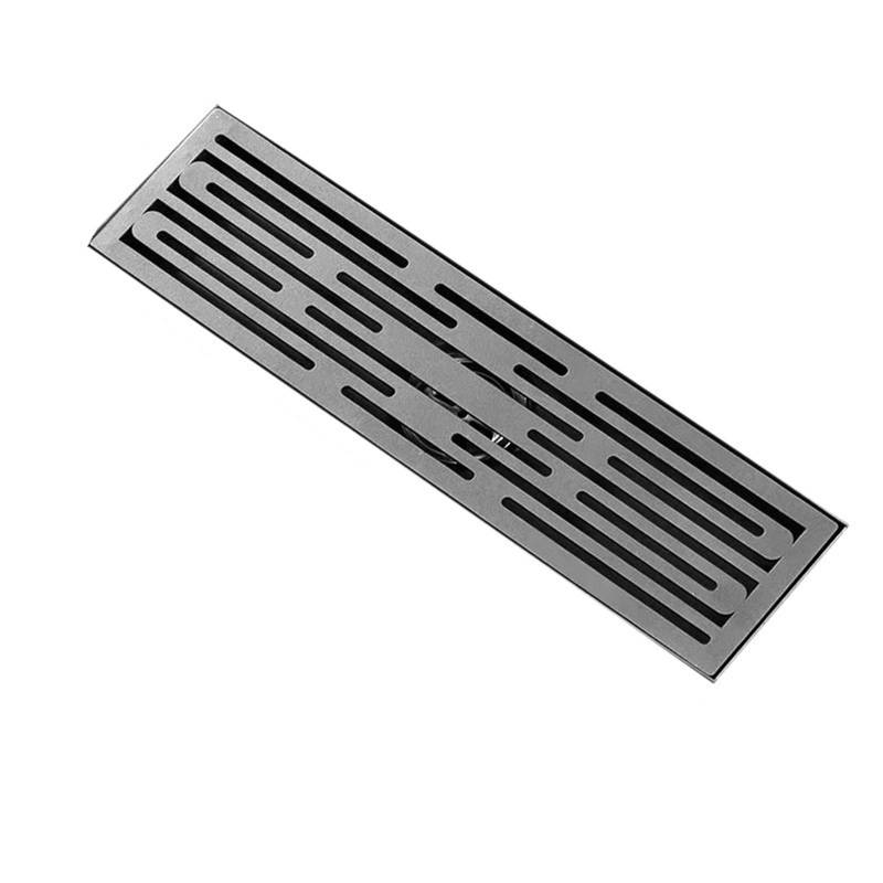 YUEKOPOU Premium Linear Shower Drain with Removable Grate - Adjustable Rectangular Floor Drain with Hair Catcher for Bathroom(Grey) von YUEKOPOU