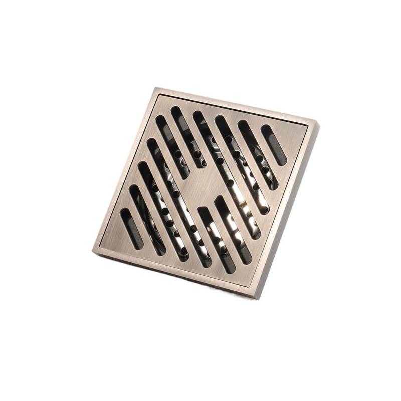 YUEKOPOU Square Shower Drain Copper 4 Inch Floor Drain with Removable Grid Grate Cover and Hair Strainer for Bathroom von YUEKOPOU