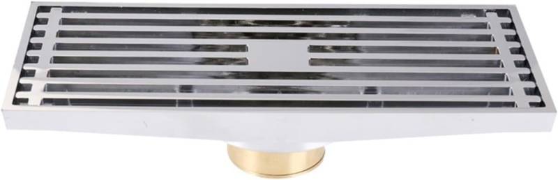 YUEKOPOU Stainless Steel Linear Shower Drain - Rectangular Floor Drain with Grids Pattern Cover Grate and Removable Hair Catcher von YUEKOPOU
