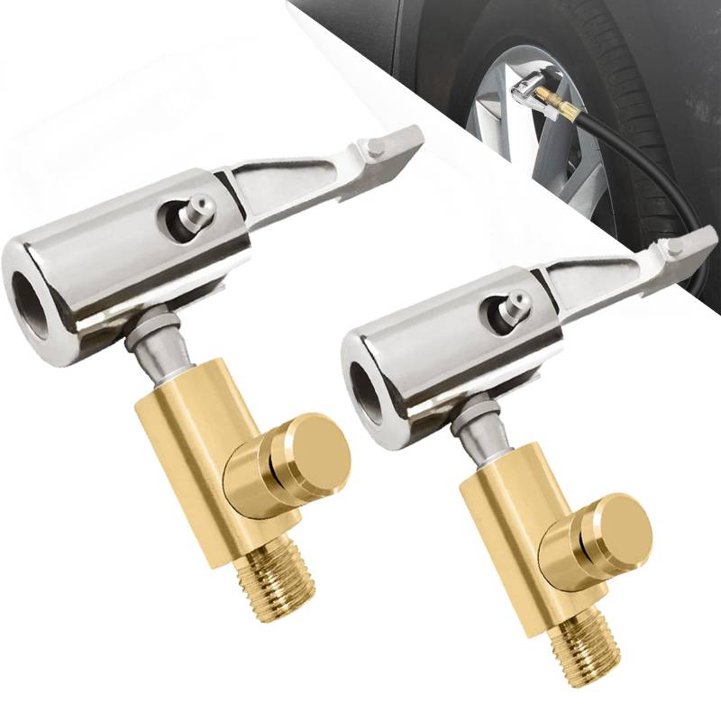 YUEMING 2Pcs Auto Luftpumpen Clip Reifen Air Chucks, Autoluftpumpen Gewindedüsen Adapter Autoventil Hebelstecker Reifenfülldüse Tragbarer Reifenluftfutter Ventil Anschluss für Auto Reifenfüller von YUEMING
