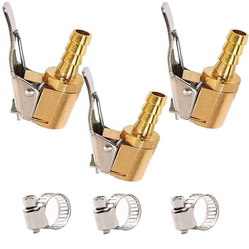 YUEMING 3 Stück Autoventil Hebelstecker 6mm Air Chuck Messing Reifen Füllnippel Ventilaufsatz Momentstecker Hebelstecker Auto Druckluft Ventilstecker für Alle Reifenventile mit Ventilgewinde von YUEMING