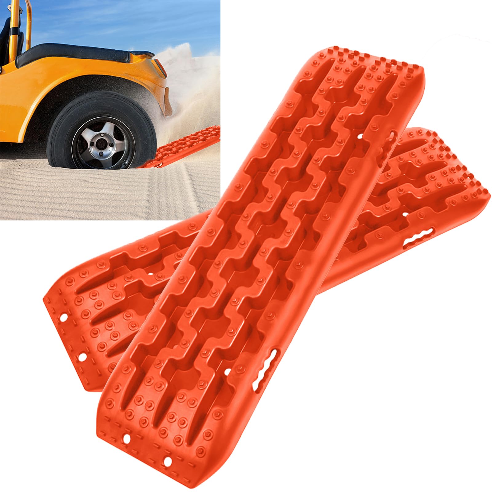 YUENFONG 2 Stück Sandbleche Anfahrhilfe mit Aufbewahrungstasche, Traktionsmatte Recovery Board 10T Last Traktionshilfe, Reifenleiter für Wohnmobil Geländewagen PKW, Orange YUENFONG 2 Stück Sandbleche Anfahrhilfe mit Aufbewahrungstasche, Traktionsmatte Recovery Board 10T Last Traktionshilfe, Reifenleiter für Wohnmobil Geländewagen PKW, Orange von YUENFONG