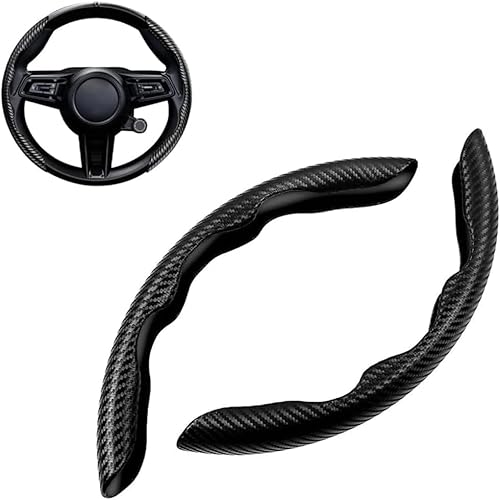 YUEXIANGJING Auto-Lenkradabdeckung aus Kohlefaser für Hyundai INSTER 2024, Neuer Rutschfester Lenkradbezug, Lenkradabdeckung Kohlefaser Innenausstattungsset,Black von YUEXIANGJING