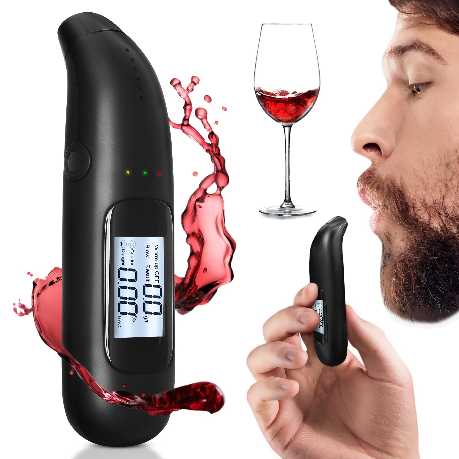 YUFFQOPC Alkoholtester, Alkoholtester Polizeigenau mit Digitaler Blauer LCD-Anzeige, mit USB-Akku Professioneller Alkoholmessgerät, Mouthpieces unnötig, für den Einsatz zu Hause oder auf Partys YUFFQOPC Alkoholtester, Alkoholtester Polizeigenau mit Digitaler Blauer LCD-Anzeige, mit USB-Akku Professioneller Alkoholmessgerät, Mouthpieces unnötig, für den Einsatz zu Hause oder auf Partys von YUFFQOPC