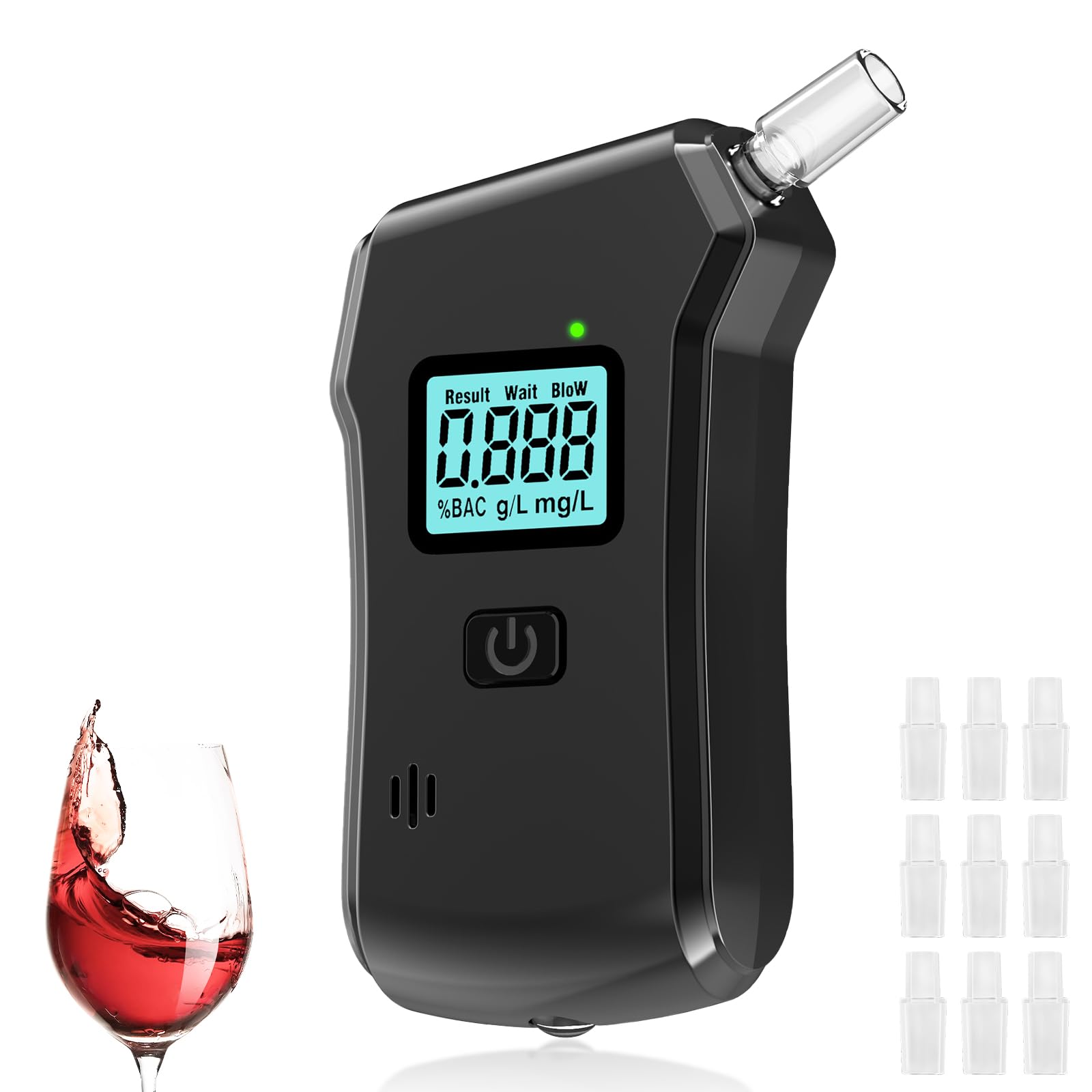 YUFFQOPC Alkoholtester,Alkoholtester Polizeigenau,Hochpräziser Promillemessgerät mit Digitalem Blauer LCD-Anzeige,Professioneller Alkoholmessgerät mit 10 Mundstücken,Tragbarer Atemalkoholtester YUFFQOPC Alkoholtester,Alkoholtester Polizeigenau,Hochpräziser Promillemessgerät mit Digitalem Blauer LCD-Anzeige,Professioneller Alkoholmessgerät mit 10 Mundstücken,Tragbarer Atemalkoholtester von YUFFQOPC