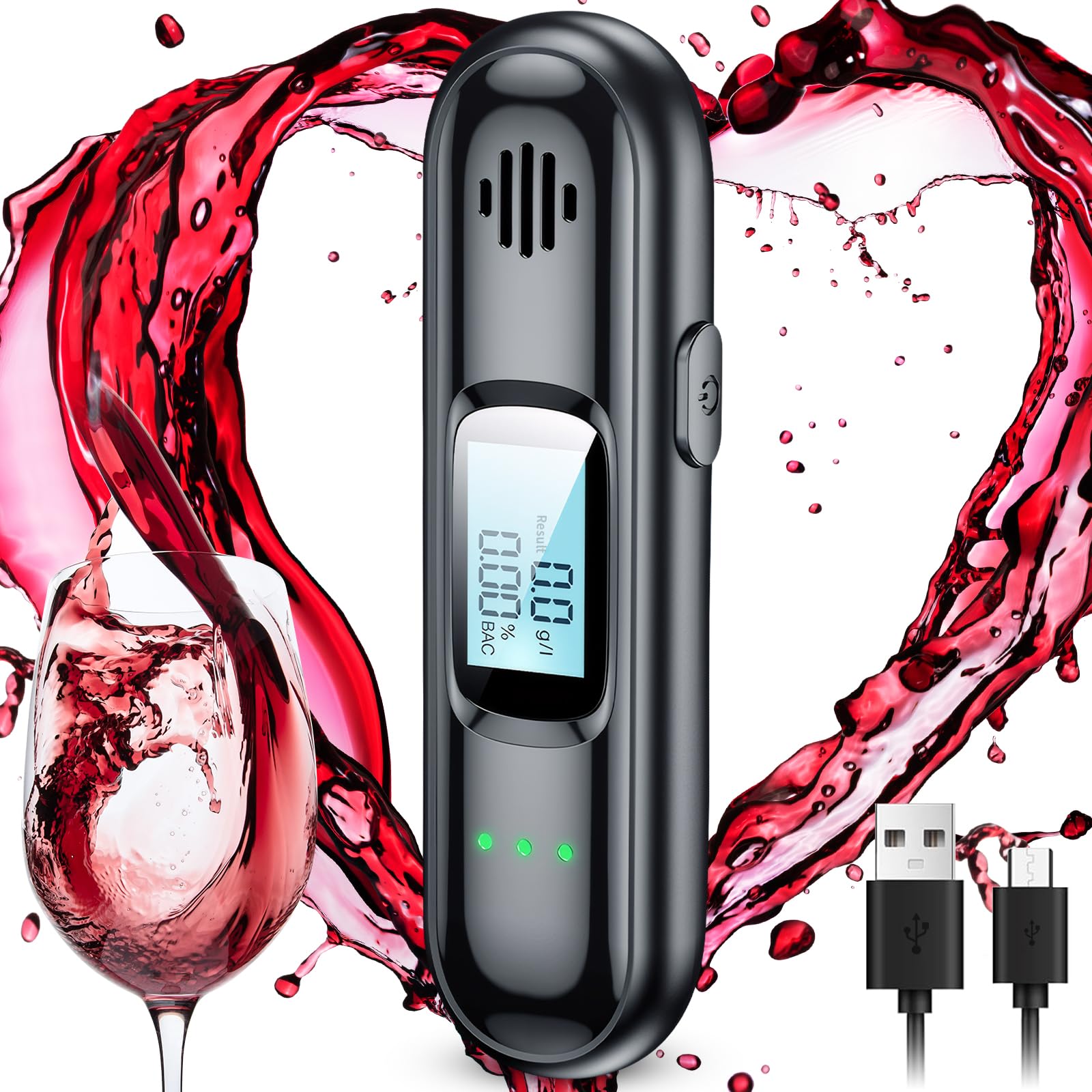 YUFFQOPC Alkoholtester Polizeigenau, Aufladbar Alkoholtester,Hochpräziser Promillemessgerät mit Digitalem Blauer LCD-Anzeige,Professioneller Alkoholmessgerät für den Einsatz zu Hause oder auf Partys YUFFQOPC Alkoholtester Polizeigenau, Aufladbar Alkoholtester,Hochpräziser Promillemessgerät mit Digitalem Blauer LCD-Anzeige,Professioneller Alkoholmessgerät für den Einsatz zu Hause oder auf Partys von YUFFQOPC