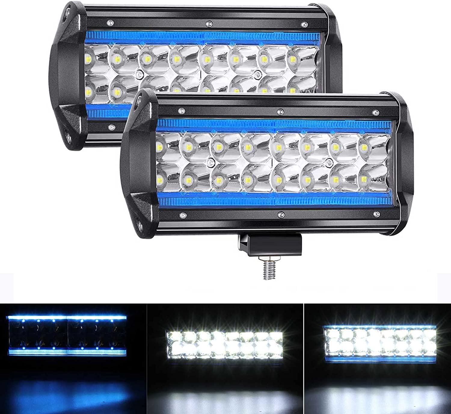 YUGUANG 7" Paar LED Arbeitslicht Reinweiß 6000K+8000K Eisblau 240W 24000LM 9-30V LED Light Bar OFF-ROAD Scheinwerfer Arbeitsscheinwerfer Flutlicht Nebelscheinwerfer LKW Traktor SUV Boot Harvester von YUGUANG