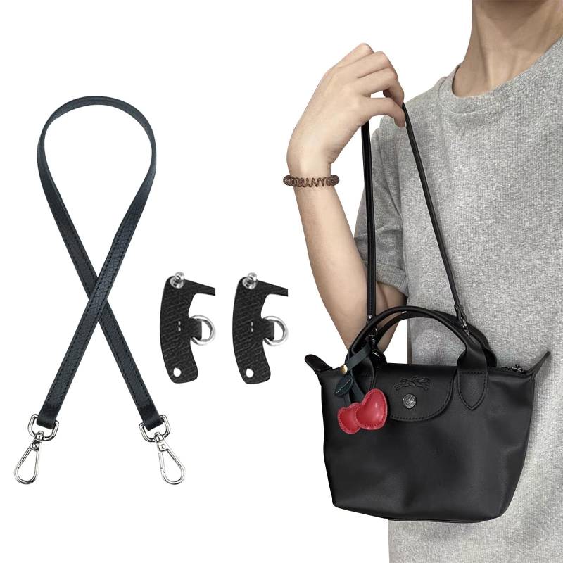longchamp Schultergurt，Geldbörse Riemen Crossbody Verstellbarer Ersatz für Long Champ Le Pliage Original Mini Pouch Strap (Schwarz-B) von YUHONLNOR