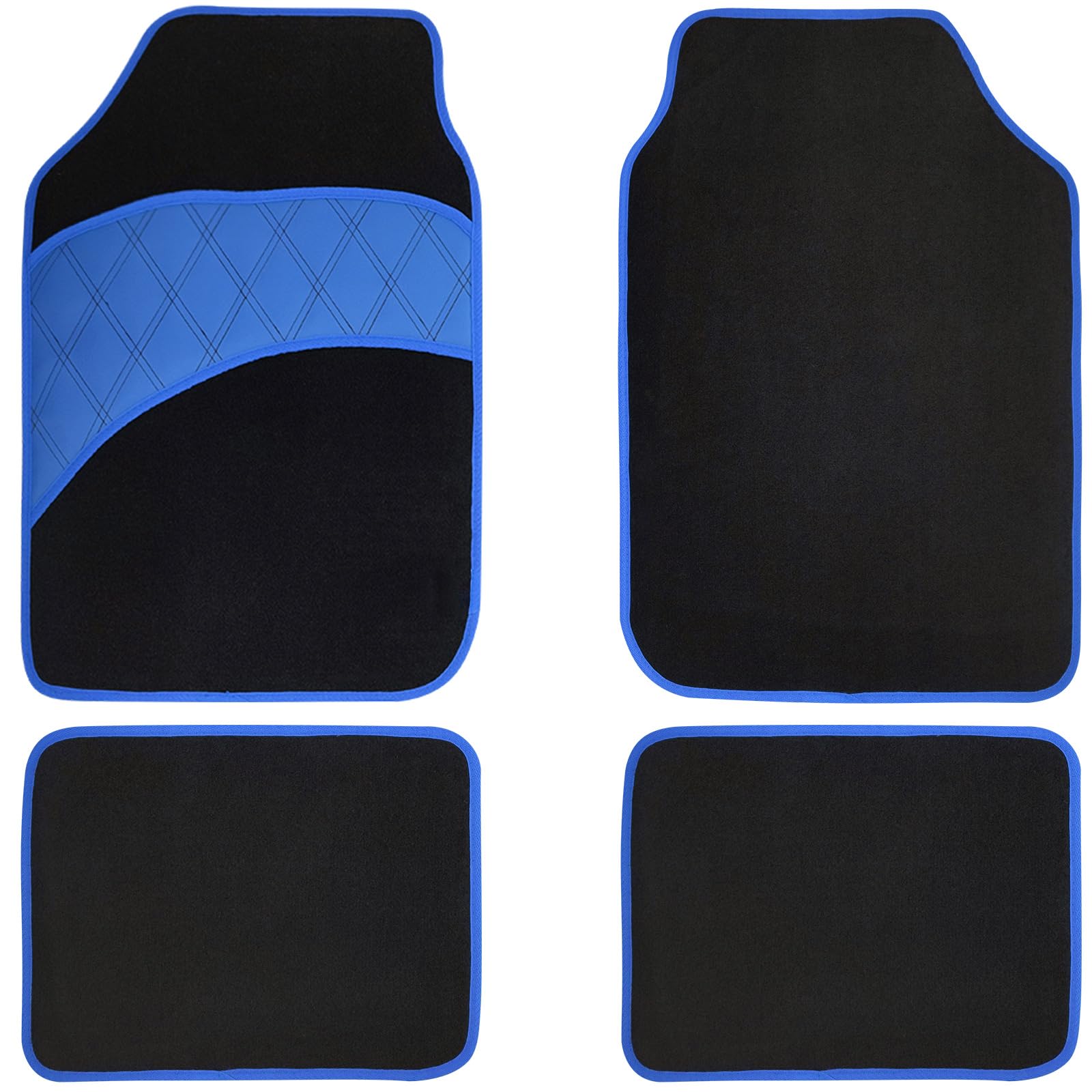 COLINOO 4 Stück Deluxe Teppich Fußmatten Set Wasserdicht Universal Fit Auto Fußmatten Schutz mit Gummi Futter Geeignet für alle Fahrzeuge Blau COLINOO 4 Stück Deluxe Teppich Fußmatten Set Wasserdicht Universal Fit Auto Fußmatten Schutz mit Gummi Futter Geeignet für alle Fahrzeuge Blau von YUHUA CAR ACCESSORIES