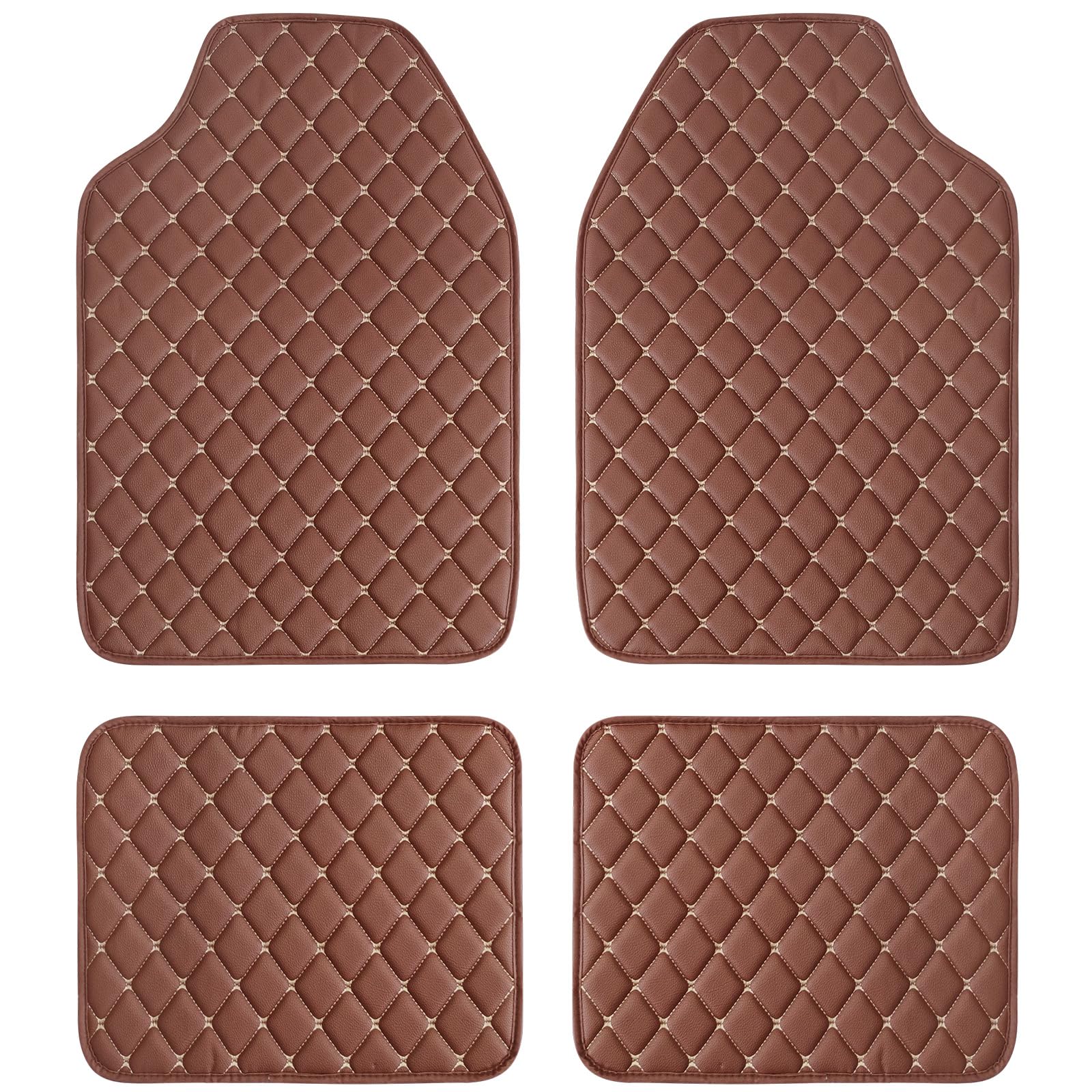 SHIMAKYO Auto Fußmatten für SUV LKW 4-teilig Kunstleder mit Gummirückseite Allwetter SK1360-BR Braun von YUHUA CAR ACCESSORIES