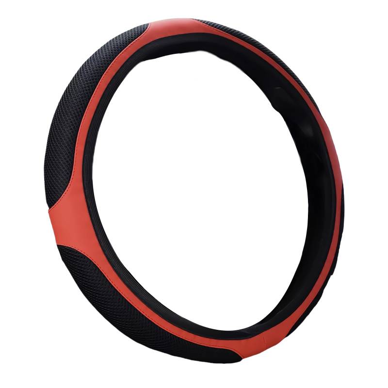 Lenkradbezug Leder Mesh Auto Lenkradbezug Universal Anti Rutsch Atmungsaktiv Verschleißfest Elastizität Steering Wheel Cover Lenkradhülle Rot 37-38cm Lenkrad Bezug von YUJINGTING