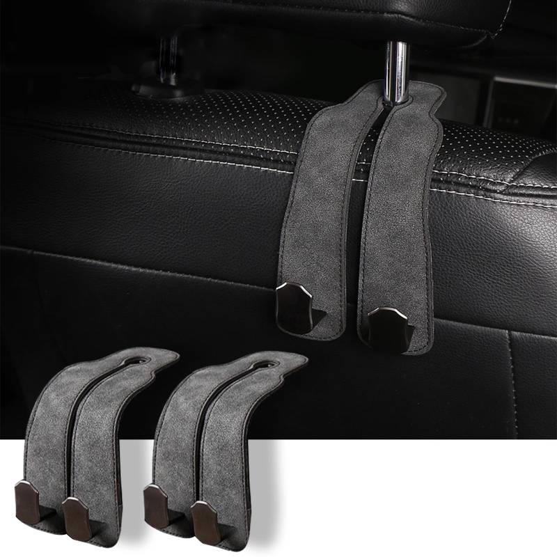 Taschenhalter Auto Haken 2 Stück Autositz Doppelhaken Rückenhaken Universal Rücksitz Kopfstütze Auto Haken Halter für Einkaufstaschen, Handtaschen, Auto Zubehör Innenraum Inhaber Haken Dunkelgrau von YUJINGTING