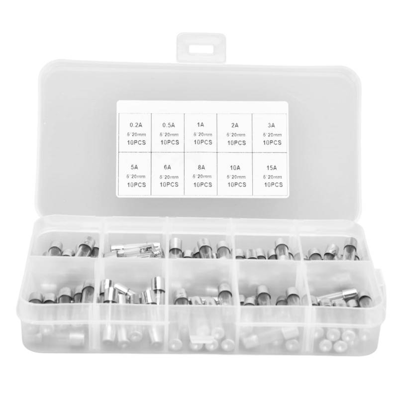 100 pcs Glas schneller Schlag 0,2a 0,5a 1a 2a 3a 5a 8a 10a 15a 20a Set Kit Schutz von YUKOFE
