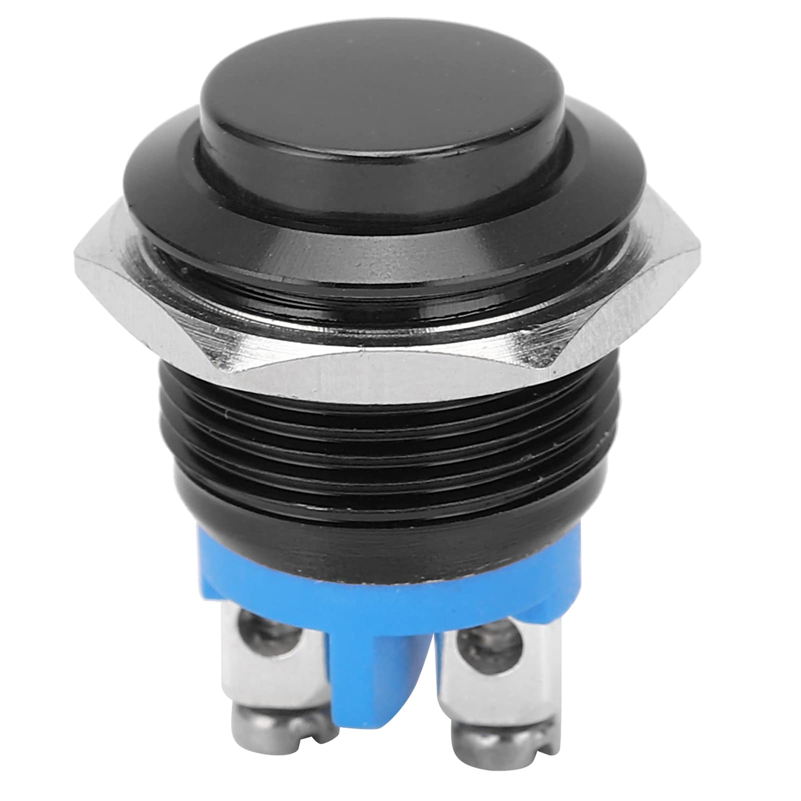 METALLISCHER DRUCKTASTER-SCHALTER WASSERDICHT EDELSTAHL SELBSTRÜCKSTELLUNG NORMALERWEISE OFFEN 16MM 220V (Black) von YUKOFE