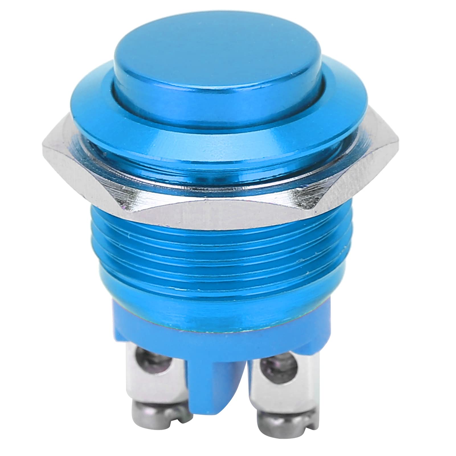 METALLISCHER DRUCKTASTER-SCHALTER WASSERDICHT EDELSTAHL SELBSTRÜCKSTELLUNG NORMALERWEISE OFFEN 16MM 220V (Blue) von YUKOFE