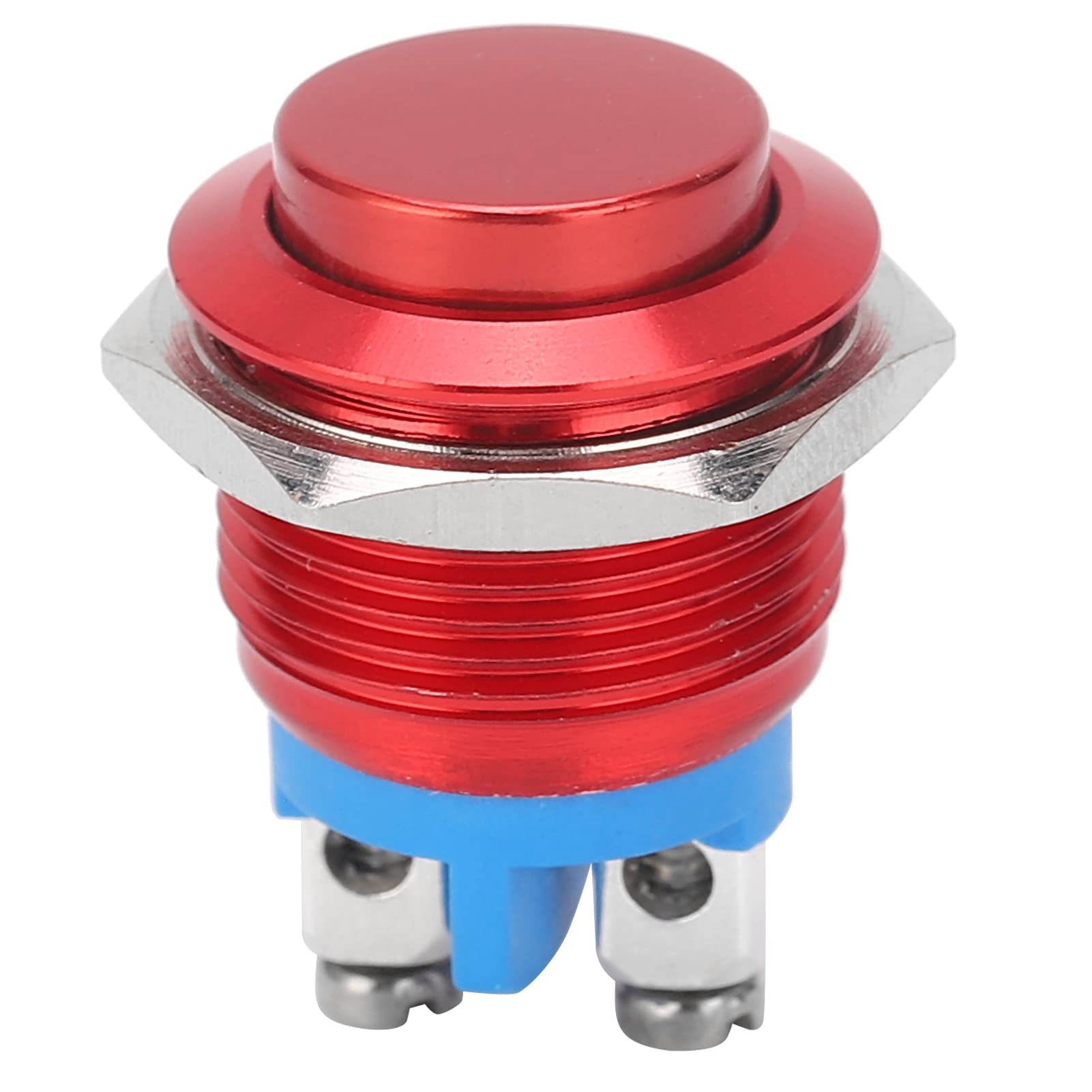 METALLISCHER DRUCKTASTER-SCHALTER WASSERDICHT EDELSTAHL SELBSTRÜCKSTELLUNG NORMALERWEISE OFFEN 16MM 220V (Red) von YUKOFE