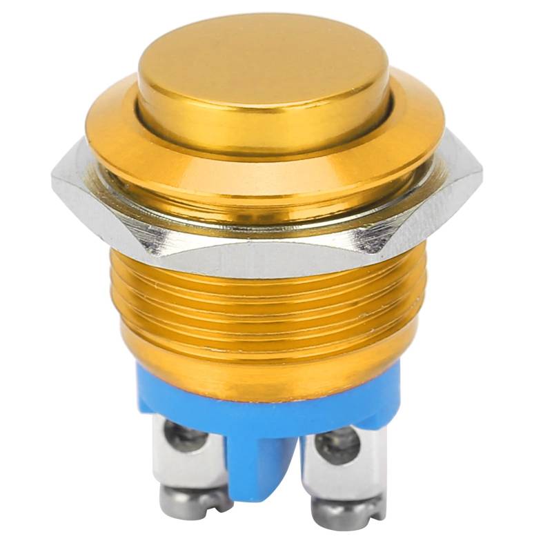 METALLISCHER DRUCKTASTER-SCHALTER WASSERDICHT EDELSTAHL SELBSTRÜCKSTELLUNG NORMALERWEISE OFFEN 16MM 220V (Yellow) von YUKOFE