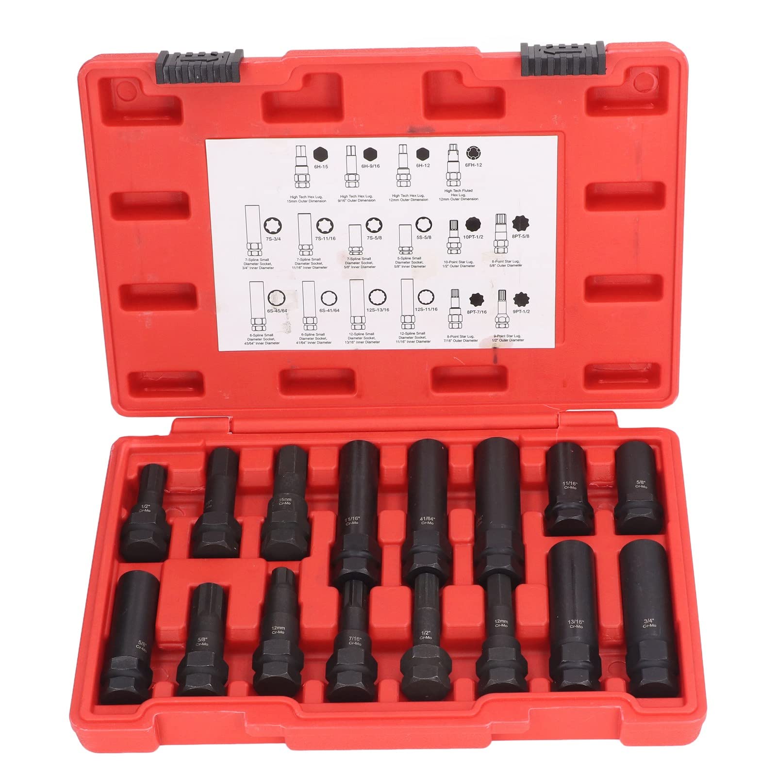 YUKOFE 16pcs Verriegelung Lug Nut Master Key Set SAE Metric Wheel Lock Entfernung Kit Reifenreparaturwerkzeuge YUKOFE 16pcs Verriegelung Lug Nut Master Key Set SAE Metric Wheel Lock Entfernung Kit Reifenreparaturwerkzeuge von YUKOFE