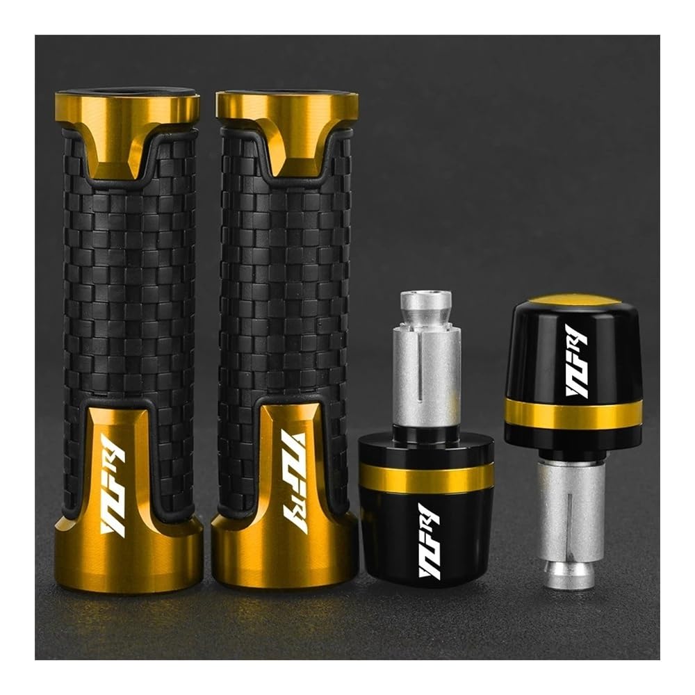 YULEGUDI Motorrad Griffe Für Y&amaha Für YZFR1 YZF-R1 YZF R1 R1M R1S 1999-2024 2023 2022 Motorrad Lenkergriffe Griff Griffenden Stecker Schieberkappe(Gold Gold) von YULEGUDI