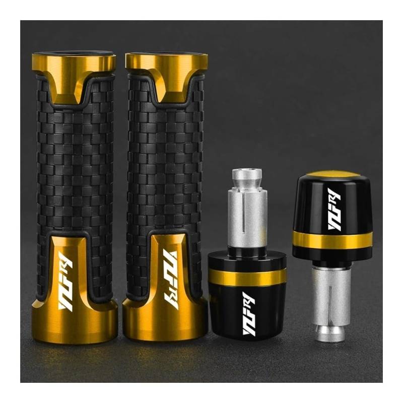 YULEGUDI Motorrad Griffe Für Y&amaha Für YZFR1 YZF-R1 YZF R1 R1M R1S 1999-2024 2023 2022 Motorrad Lenkergriffe Griff Griffenden Stecker Schieberkappe(Gold Gold) von YULEGUDI