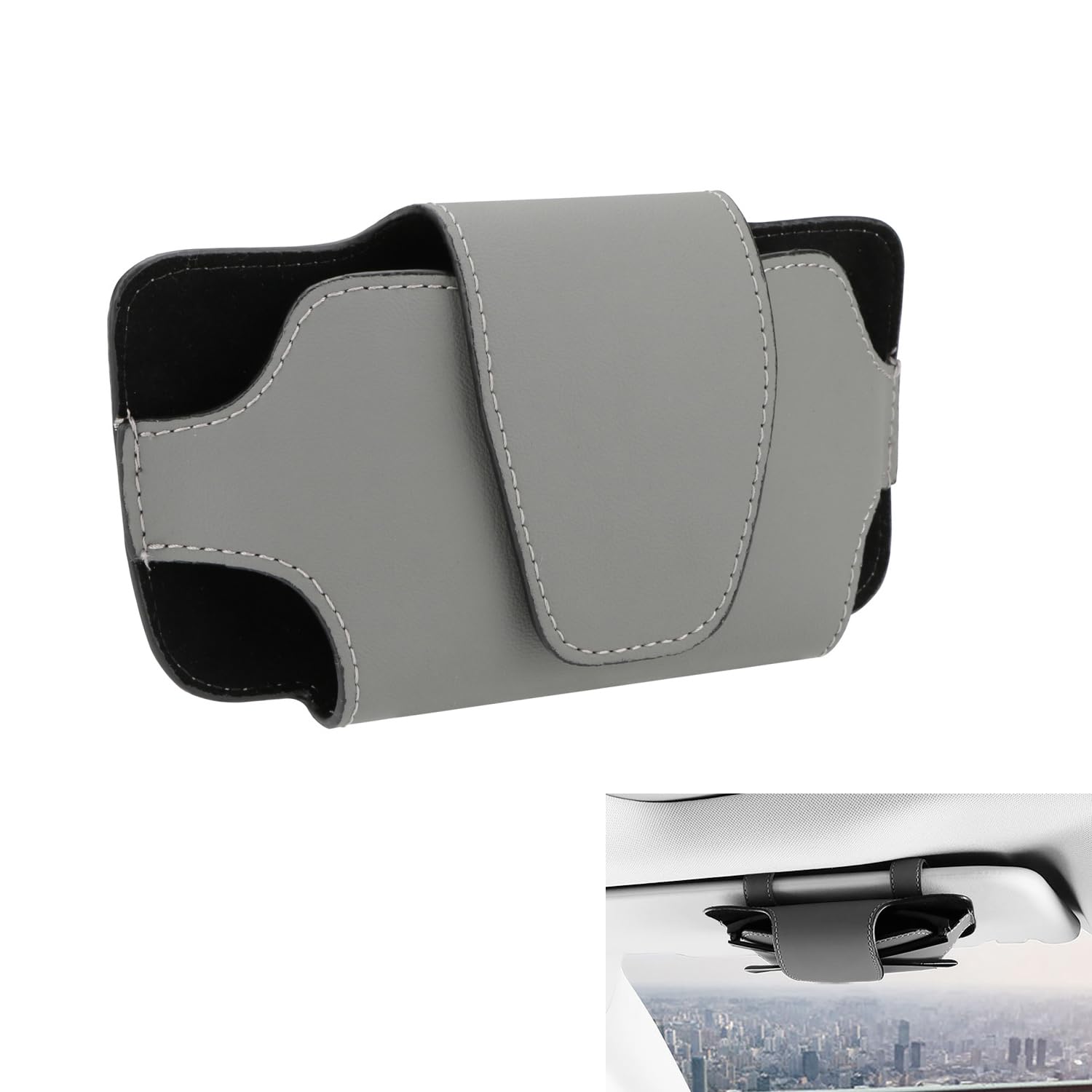 YULIAO Sonnenblende Brillenhalter, Auto Sonnenbrille Brillenetui, Brillenetui für Auto Sonnenblende Universal, Sonnenblende Aufbewahrungsbox, Universal Auto Zubehör, Grau YULIAO Sonnenblende Brillenhalter, Auto Sonnenbrille Brillenetui, Brillenetui für Auto Sonnenblende Universal, Sonnenblende Aufbewahrungsbox, Universal Auto Zubehör, Grau von YULIAO