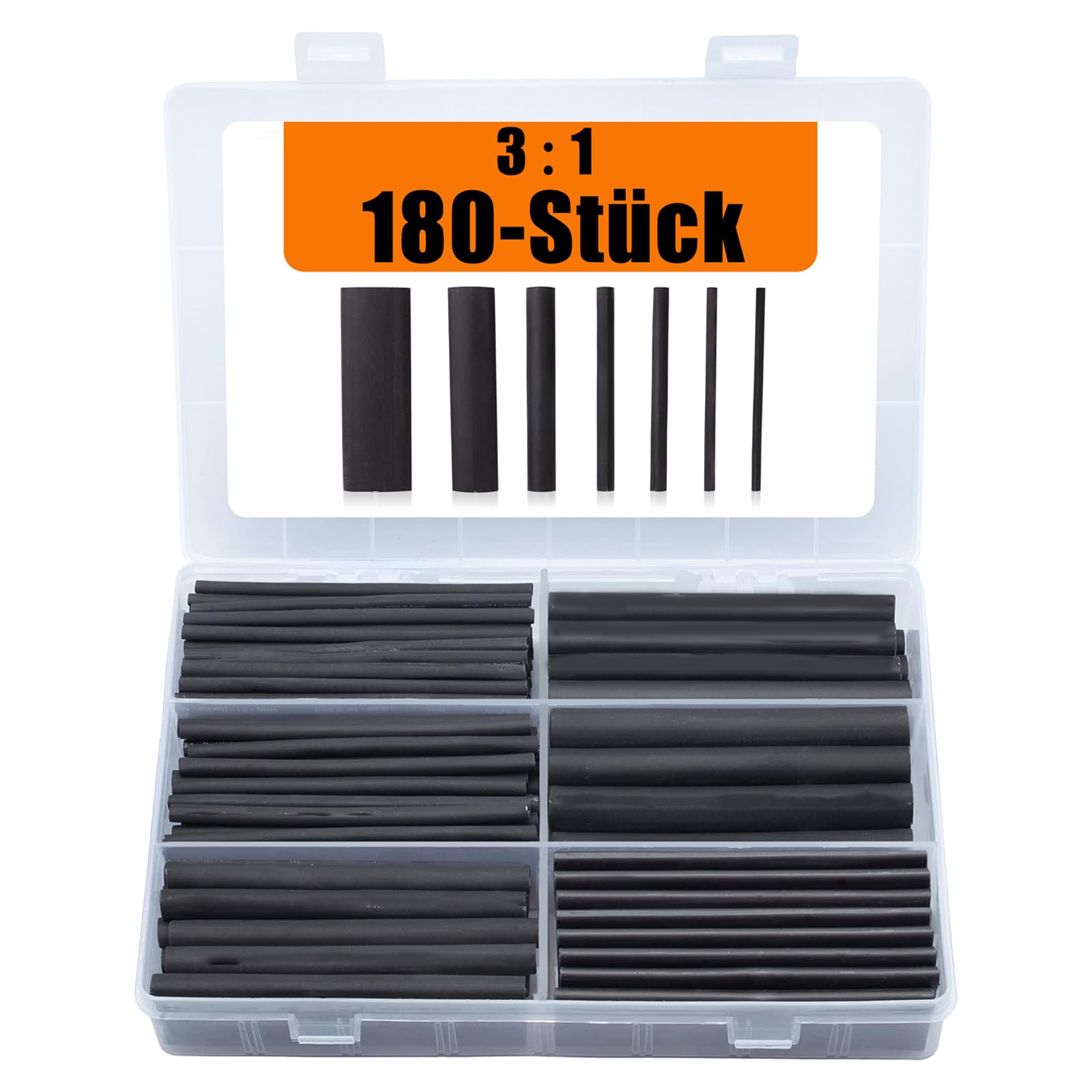 180 Pcs Schrumpfschlauch Set mit Kleber, 7 Größen Heat Shrink Tube, Schrumpfschlauch Schwarz, Schrumpfschlauch Wasserdicht, Schrumpfschlauch Kabelmuffe, für Elektrische Isolierung und Kabelverbinder 180 Pcs Schrumpfschlauch Set mit Kleber, 7 Größen Heat Shrink Tube, Schrumpfschlauch Schwarz, Schrumpfschlauch Wasserdicht, Schrumpfschlauch Kabelmuffe, für Elektrische Isolierung und Kabelverbinder von YUNXCNA