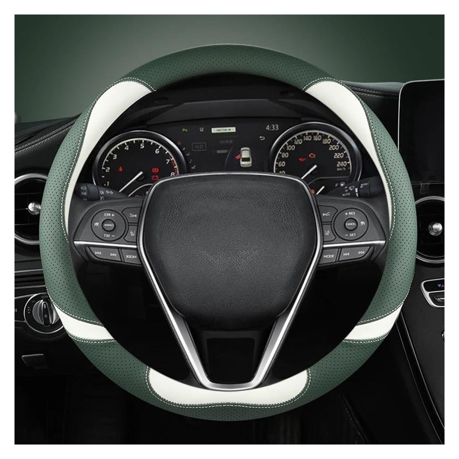 Lenkradbezug Auto Für Toyota Für Corolla Für Avensis Für Yaris Für Rav4 Für Hilux Für Auris 2015 Für Camry Für CH-R 2021 PU Leder Auto Lenkrad Abdeckung 38 cm Lenkrad Bezug (Farbe : Grün) von YUONUO