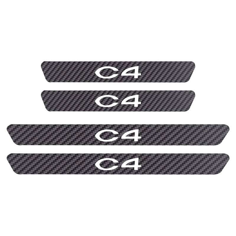 4 StüCk Auto Selbstklebend Kohlefaser Einstiegsleisten Kick Plates Aufkleber für Citr-oen Cactus C8 C6, Türschwelle Lackschutzfolie Anti Scratch Trim Sticker Zubehör, C4 von YUPACK