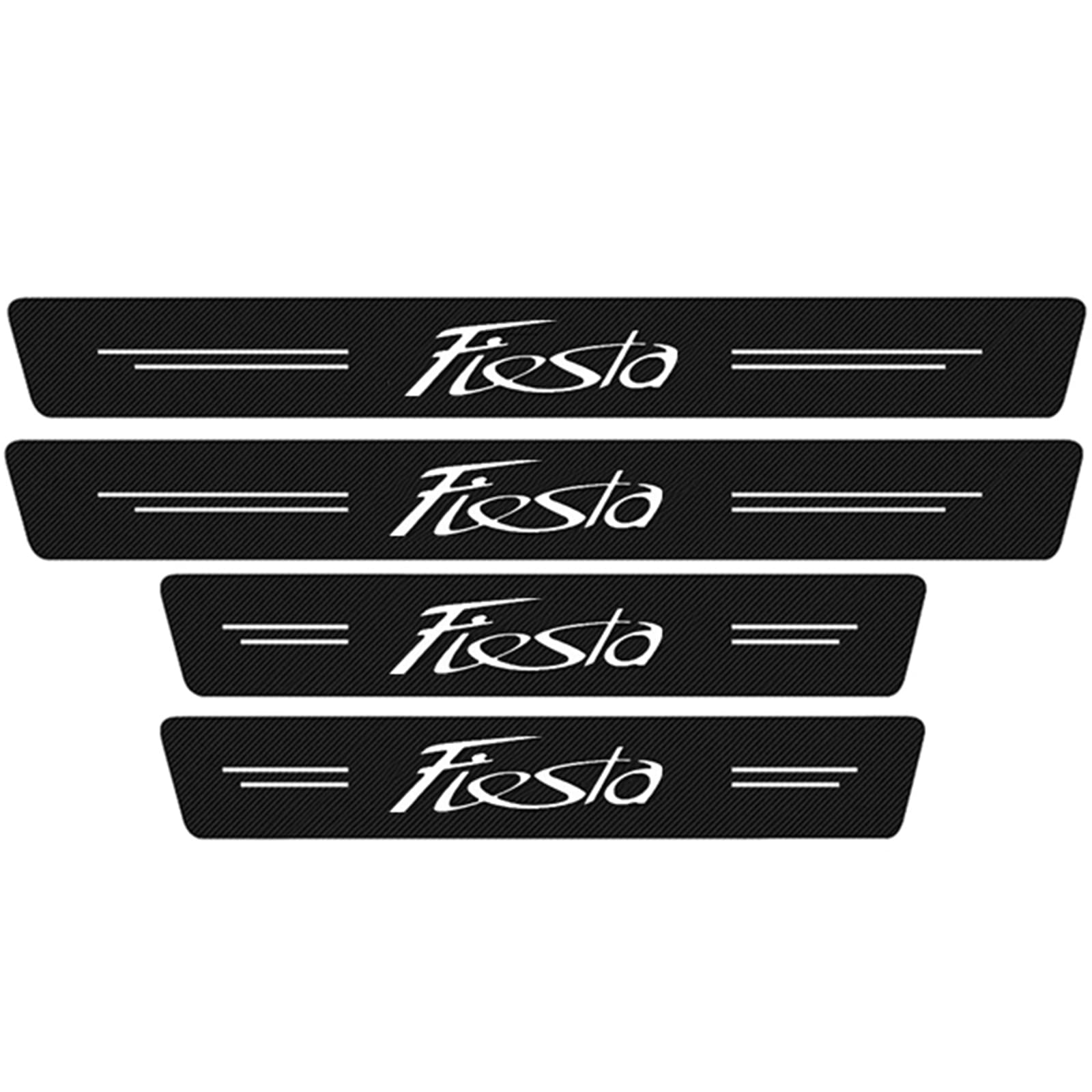 4 StüCk Auto Selbstklebend Kohlefaser Einstiegsleisten Kick Plates Aufkleber für Fo-rd Focus Fiesta, Türschwelle Lackschutzfolie Anti Scratch Trim Sticker Zubehör, Fiesta von YUPACK