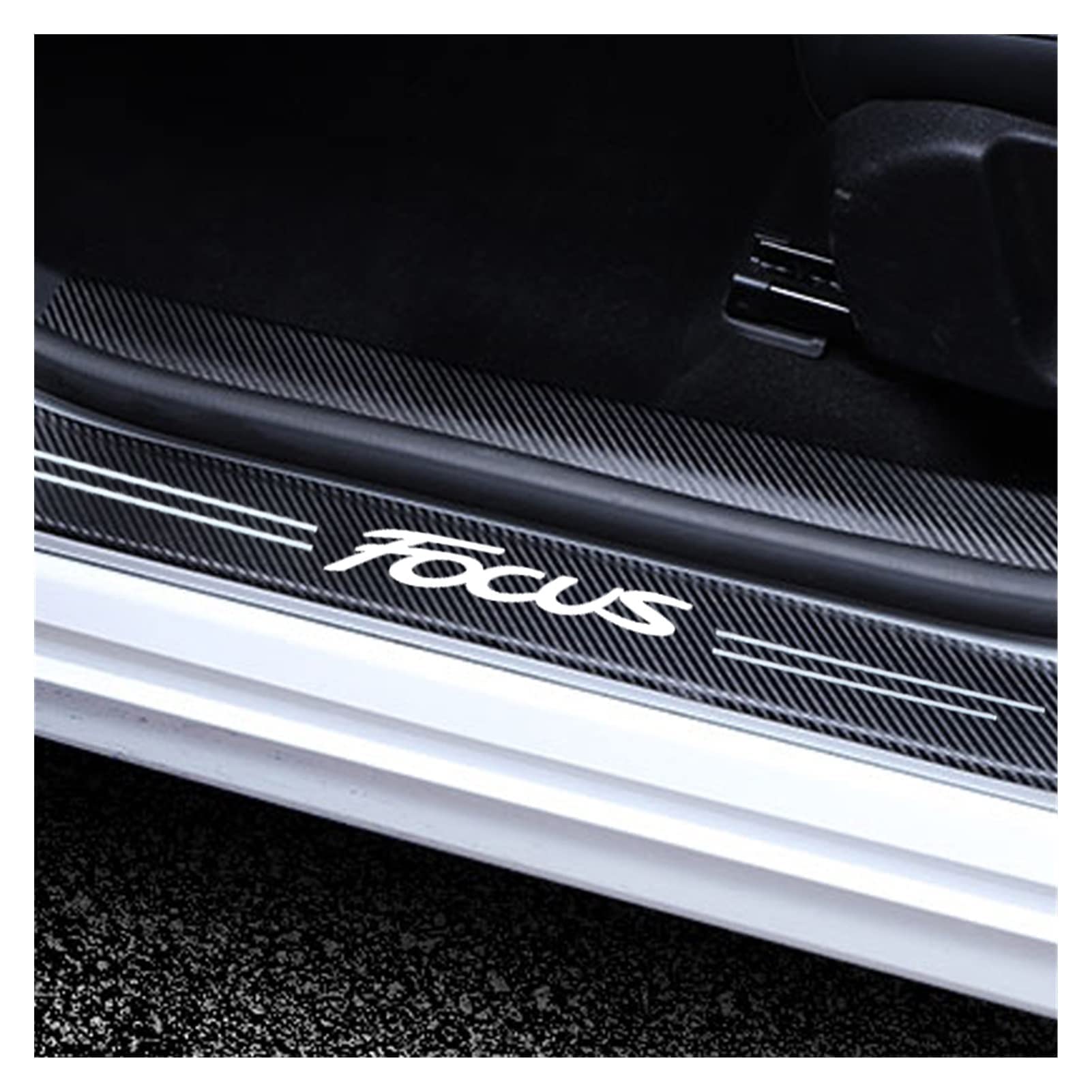 Auto Einstiegsleisten für Fo-rd Focus Tuning Zubehör, 4 Stück Kohlefaser-Türschwellen Aufkleber, Kratzfestes und Verschleißfestes - Innen-Styling-Zubehör,Black von YUPACK