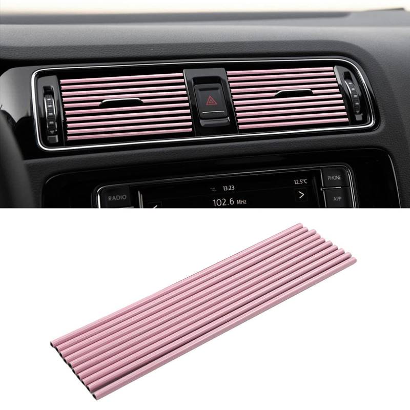 YUTOU 10 Stück Lüftungsschlitz Dekoration Streifen Auto Interior Decor Zubehör Luftauslass Styling Klimaanlage Lüftungsgitter Zierleiste (Rosa) von YUTOU