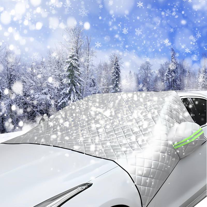 YUZHEDM Windschutzscheibenabdeckung Frontscheibenabdeckung 230cm*148cm Winter Auto Abdeckung Winter Abdeckung Auto Winter Auto Abdeckung Auto Winter Zubehoer für SUV LKW Auto Groß Oder Klein von YUZHEDM